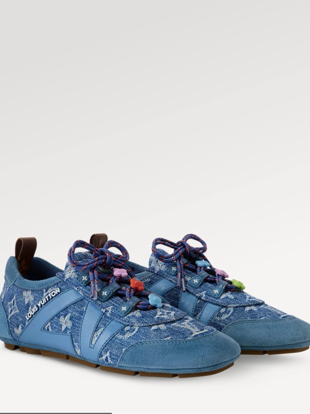 Louis Vuitton Blue Monogram Denim Low-Top Sneakers with Multicolor Lace Charms